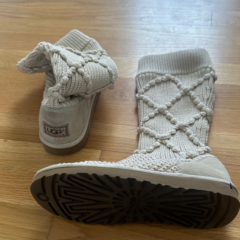 UGG Cream Cable Knit Boots
